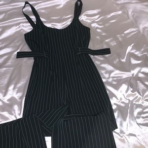 Pinstripe adjustable romper